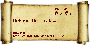 Hofner Henrietta névjegykártya